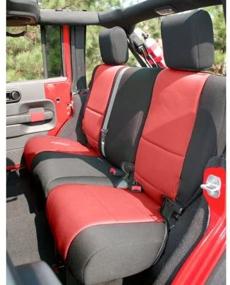 img 1 attached to 🔴 Rugged Ridge 13264.53 Neoprene Seat Cover: Premium Rear Black/Red Finish for 07-18 Jeep Wrangler JKU