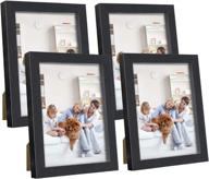 set of 4 q.hou 5x7 black picture frames - high definition glass, tabletop or wall mount - ideal for photo display (005us-qh-md5x7-bk) логотип