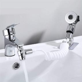 img 3 attached to 🚿 Sink Shower Hose Sprayer with Hand Shower, Shampoo Sink Attachment, Extension Tubes, Metal Shower Head, Adjustable Modes, Copper Valve Adapter - No Drilling Support
