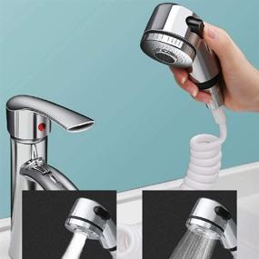 img 2 attached to 🚿 Sink Shower Hose Sprayer with Hand Shower, Shampoo Sink Attachment, Extension Tubes, Metal Shower Head, Adjustable Modes, Copper Valve Adapter - No Drilling Support