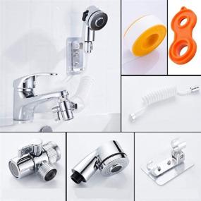 img 1 attached to 🚿 Sink Shower Hose Sprayer with Hand Shower, Shampoo Sink Attachment, Extension Tubes, Metal Shower Head, Adjustable Modes, Copper Valve Adapter - No Drilling Support