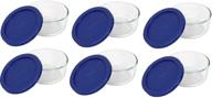 🍽️ pyrex storage 2-cup round dish: clear with blue lid - 6 containers set, bulk buy deal логотип