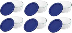 img 1 attached to 🍽️ Pyrex Storage 2-Cup Round Dish: Clear with Blue Lid - 6 Containers Set, Bulk Buy Deal