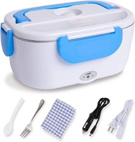 img 4 attached to 🍱 2-in-1 Electric Lunch Box for Car, Truck, Work, Home - Portable Food Warmer with 12V&110V Power, 40W, 2 Compartments, Removable 304 Stainless Steel Inner Pot - 1.5L Capacity