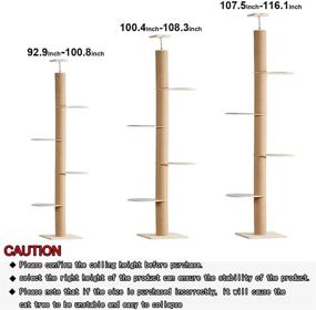 img 3 attached to 🐱 Ultimate Cat Climbing Tower: Floor-to-Ceiling Cat Tree with Sisal Rope Scratching Post, Height Options: 92.9-100.8Inch / 100.4-108.3Inch / 107.5-116.1Inch