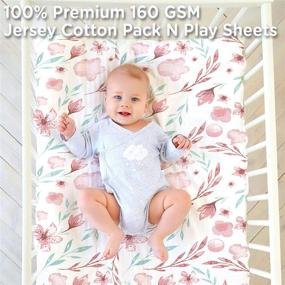 img 3 attached to 🛏️ Premium Pack and Play Fitted Sheets - 2 Pack, 160 GSM Jersey Cotton - Mini Crib Sheets for Portable Pack N Plays