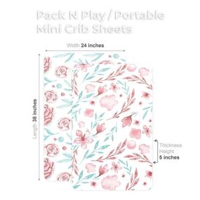 img 1 attached to 🛏️ Premium Pack and Play Fitted Sheets - 2 Pack, 160 GSM Jersey Cotton - Mini Crib Sheets for Portable Pack N Plays