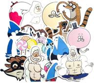 🏞️ waterproof decals set - 15pcs regular show stickers for water bottles, laptops, vinyl stickers for computers, cars, helmets, skateboards, luggage, bikes, bumpers, graffiti logo