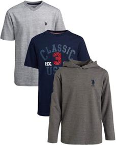 img 4 attached to 👕 U.S. Polo Assn. Boys' Sweatshirt Set - 3 Piece Lightweight Hoodie and Short Sleeve Shirt Set for Big Boys: Comfortable and Stylish