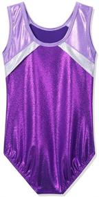 img 3 attached to Sparkle Leotard Gymnastics Athletic B136_PinkPurple_6A Girls' Clothing in Active