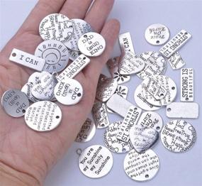 img 1 attached to 📿 BronaGrand 40pcs Mixed Inspiration Word Charms Engraved Pendants Bracelets Bead Charms for Craft and Jewelry Making in 10 Styles