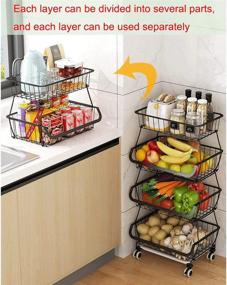 img 2 attached to 🥦 Peniogar Tier 6 Metal Kitchen Storage Basket with Wheels - Stackable Vegetable Organizing Cart, Rolling Fruit Basket, Snack Organizer & Utility Rack for Kitchen and Bathroom