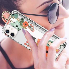 img 3 attached to IPhone 12/IPhone 12 Pro Case Floral Flower Wrist Strap Kickstand For Women Girls With Screen Protector Protective Clear Transparent Cell Phone Bumper Wrist Band Cover 6