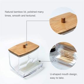 img 2 attached to 🛁 NAGU Acrylic Qtip Holder with Bamboo Lid - Clear Cotton Swab Dispenser for Small Spaces - Plastic Ear Stick Swabs Organizer with Square Toothpick Storage - Decorative Bathroom Countertop Storage Solution