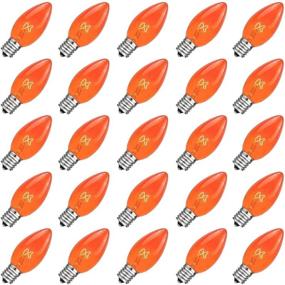 img 4 attached to 25-Pack C7 Outdoor String Light Bulbs - Halloween Christmas Replacement Bulbs in Orange - C7/E12 Candelabra Base, 5 Watts