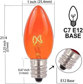 img 3 attached to 25-Pack C7 Outdoor String Light Bulbs - Halloween Christmas Replacement Bulbs in Orange - C7/E12 Candelabra Base, 5 Watts