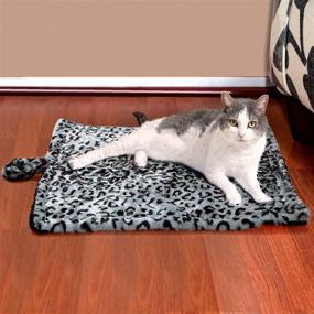 img 1 attached to 🐱 Paws & Pals Thermal Cat Self Warming Bed 20"x17.5" - Mat for Pets Dog Kittens Puppy - Stylish Grey White Black Leopard Print