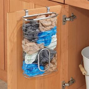 img 3 attached to mDesign Chrome Steel Hanging Cabinet Storage Organizer: Holder for Kitchen and Pantry - Ideal for Plastic, Sandwich, Garbage, Grocery, and Trash Bags, Wrap, Foil, and Pack - Spira Collection