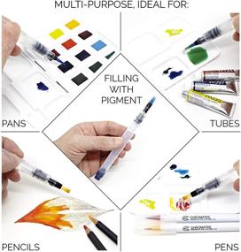 img 1 attached to 🎨 Шестерка водных кистей Chromatek: набор из 6 акварельных кистей со встроенными видеоуроками и загружаемыми шаблонами. Идеально подходит для водорастворимых пигментов и акварельных материалов.