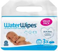 😊 водяные салфетки waterwipes original: нежные, без запаха и гипоаллергенные для чувствительной кожи новорожденных - 3 упаковки (180 штук) логотип