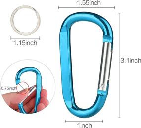 img 3 attached to 🔑 Set of 6 Large Aluminum D Ring Carabiner Clips, 3" Caribeaner with 6 Bonus Keyring Keychain Hooks