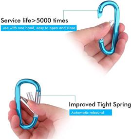 img 2 attached to 🔑 Set of 6 Large Aluminum D Ring Carabiner Clips, 3" Caribeaner with 6 Bonus Keyring Keychain Hooks