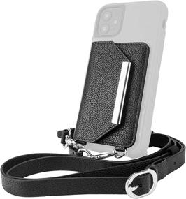 img 4 attached to 👜 Crossbody Wallet with Card Holder - Dancing Queen Side Piece | Universal Fit for iPhone & Android Phones | Stiletto Black-Silver | Stick-on Clutch Purse with Detachable Strap