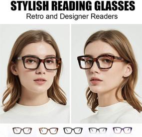 img 2 attached to Oprah Style Designer Reading Glasses for Women - JiSoo Oversized Blue Light Blocking, 1.5 Strength, Trendy Tortoise Design