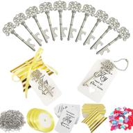 wodegift 100pcs vintage key bottle opener wedding favors – includes escort card tag and key chains – ideal bridal shower gifts for guests (silver) логотип