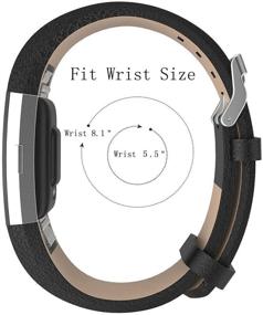 img 1 attached to 💼 Premium Genuine Leather Replacement Wristbands for Fitbit Charge 2 - Small & Large Sizes - Black