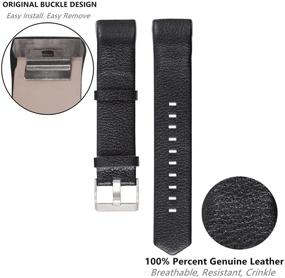 img 2 attached to 💼 Premium Genuine Leather Replacement Wristbands for Fitbit Charge 2 - Small & Large Sizes - Black