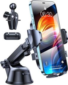 img 4 attached to 📱 2021 HTU Car Phone Mount: Military-Grade Hands-Free Car Phone Holder for Dashboard, Windshield, Air Vent - Compatible with iPhone, Galaxy, Google & All Phones