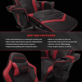 img 2 attached to 🪑 RESPAWN RSP-900 Reclining Gaming Chair - Racing Style, 35.04"-51.18" D x 30.71" W x 37.01"-44.88" H, Red