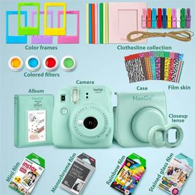 img 3 attached to Fujifilm Instax Mini 9 Instant Camera Deluxe Kit – NeeGo Case & Accessories + 4 Fun Film Packs (Rainbow, Stained Glass, Monochrome & White) – 50 Exposures for Instant Creative Photos, Ice Blue