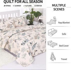 img 2 attached to 🐦 Top-rated Comforter Sets: Queen Size - Flying Birds Print 3-pc Cotton Bedspread/Quilt Set