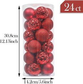 img 2 attached to 🎄 Valery Madelyn 24ct 60mm Classic Red Shatterproof Christmas Ball Ornaments for Xmas Tree Decoration