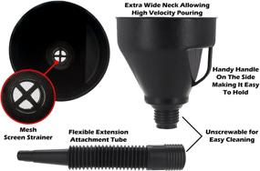 img 2 attached to 🔌 Wekster Wide Mouth Fuel Funnel with Handle - Large Plastic Automotive Funnels: Flexible Spout, Removable Mesh Filter for Water, Gasoline, Coolant, Transmission, Engine Oil