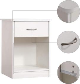 img 2 attached to 🛏️ White 1-Drawer Nightstand End Table with Open Storage Shelf - TINSAWOOD Nightstand Chest for Bedroom and Dorm Bedside