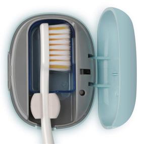 img 3 attached to Компактный портативный чехол для зубных щеток с функцией зарядки: Накладной дезинфицирующий чехол NewWay Mini для путешествий, дома и командировок, синего цвета.