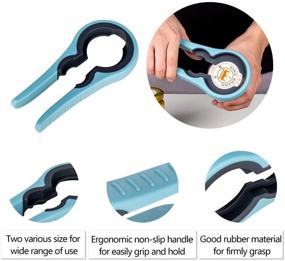 img 2 attached to 🔵 KALREDE Rubber Arthritis Jar Opener - 4 in 1 Can Opener & Bottle Opener with Easy Grip & Non-Slip Handle - Ideal Kitchen Gadgets for Seniors & Weak Hands (Blue, 1 Pack)