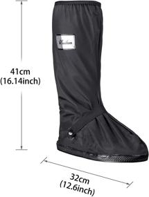 img 2 attached to Black Reusable Shoe Covers with Reflector | WS Waterproof Rain and Snow Boots Gear for Motorcycle Fishing | 1 Pair