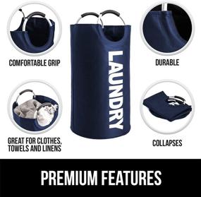 img 3 attached to 🦍 Gorilla Grip Large Laundry Basket: Collapsible Fabric Hamper with Padded Handles, 115L, Tall Foldable Clothes Baskets – Durable Linen Bins for Easy Carry and Storage in Kids Bedroom, College Dorms – Navy