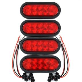 img 3 attached to 🚛 Trailer Truck LED Sealed RED 6" Oval Stop/Turn/Tail Light – Marine Waterproof with 3-pin Water Tight Plug DOT/SAE – Complete with Wires and Grommet