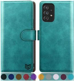 img 4 attached to SUANPOT Leather Wallet Case with RFID Credit Card Holder for Samsung Galaxy A52 4G & 5G - Flip Folio Book Phone Case - Shockproof Cover for Men and Women, Blue Green