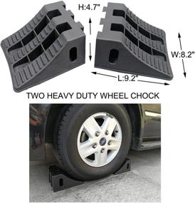 img 2 attached to 🔒 ROBLOCK Колёсные стопоры тяжелой нагрузки - 2 шт черные, 9.2" x 8.2" x 4.7" - Стопор для прицепа с резиновой накладкой