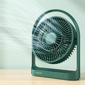 img 4 attached to 🌿 JISULIFE Small Desk Fan: Mini USB Rechargeable Fan with Long Battery Life, 330°Adjustment - Dark Green