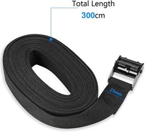 img 1 attached to 🔒 RIO Direct 2PCS Heavy Duty Tie Down Straps, Adjustable Cam Buckle Lashing Straps for Motorcycle, Cargo, Trucks, Trailer, Luggage - 9.8ft x 1in (Black)