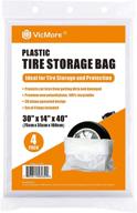 🔴 premium white tire storage bag set of 4 - vicmore plastic tire bags for sedans and suvs - portable wheel cover bag with universal fit logo