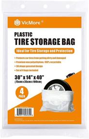 img 4 attached to 🔴 Premium White Tire Storage Bag Set of 4 - VICMORE Plastic Tire Bags for Sedans and SUVs - Portable Wheel Cover Bag with Universal Fit