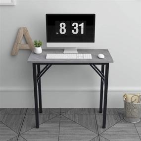 img 3 attached to Compact Folding Desk for Small Spaces - 31.5 inches Writing Table, Grey - Sturdy, No Assembly Required (Model: AC5-8040-LB)